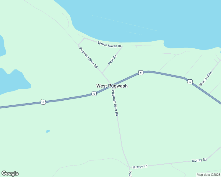 map of restaurants, bars, coffee shops, grocery stores, and more near 8890 Nova Scotia 6 in West Pugwash