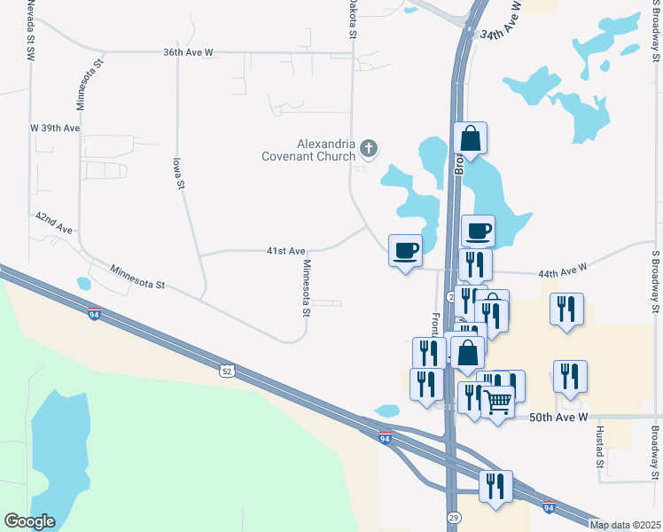map of restaurants, bars, coffee shops, grocery stores, and more near 1424 41st Avenue in Alexandria