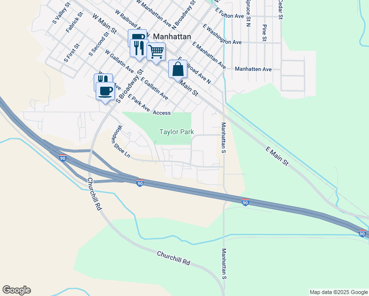 map of restaurants, bars, coffee shops, grocery stores, and more near 210 Woodenshoe Ln in Manhattan