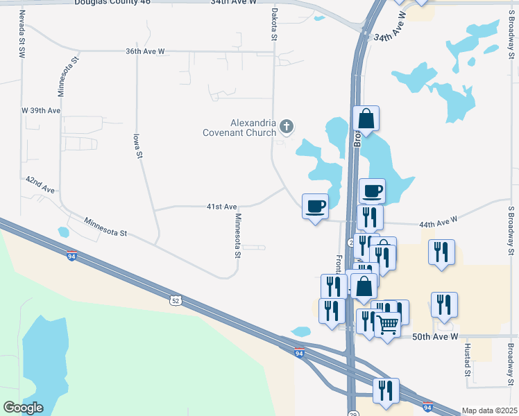 map of restaurants, bars, coffee shops, grocery stores, and more near 1424 41st Avenue in Alexandria