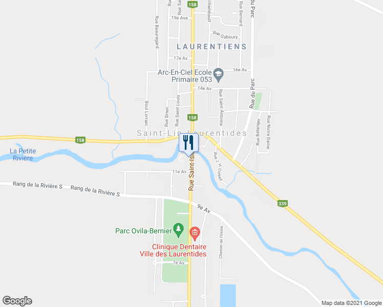 map of restaurants, bars, coffee shops, grocery stores, and more near Rue Saint-Isidore in Saint-Lin-Laurentides