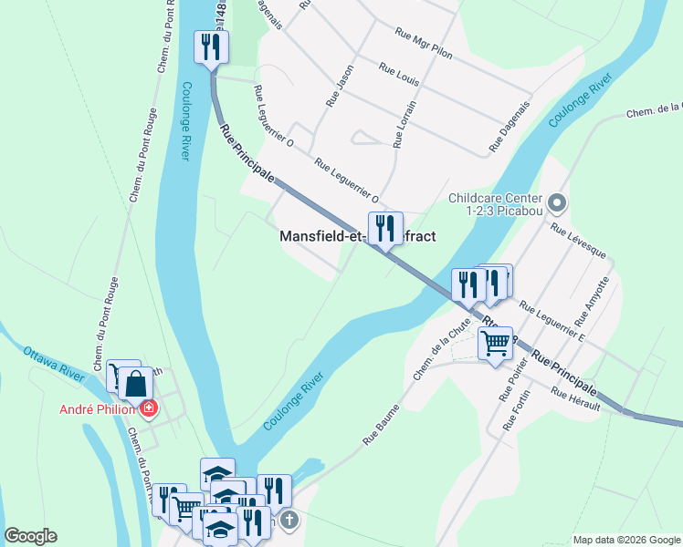 map of restaurants, bars, coffee shops, grocery stores, and more near 11 Rue l'Écuyer in Mansfield-et-Pontefract