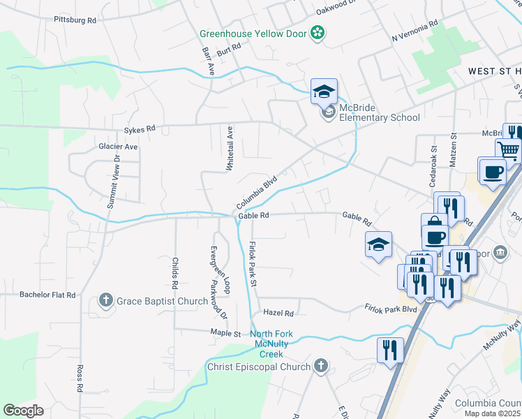 map of restaurants, bars, coffee shops, grocery stores, and more near 2690 Gable Road in St. Helens
