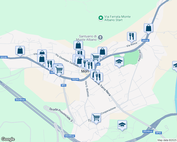 map of restaurants, bars, coffee shops, grocery stores, and more near 4 Piazza B. Malfatti in Mori