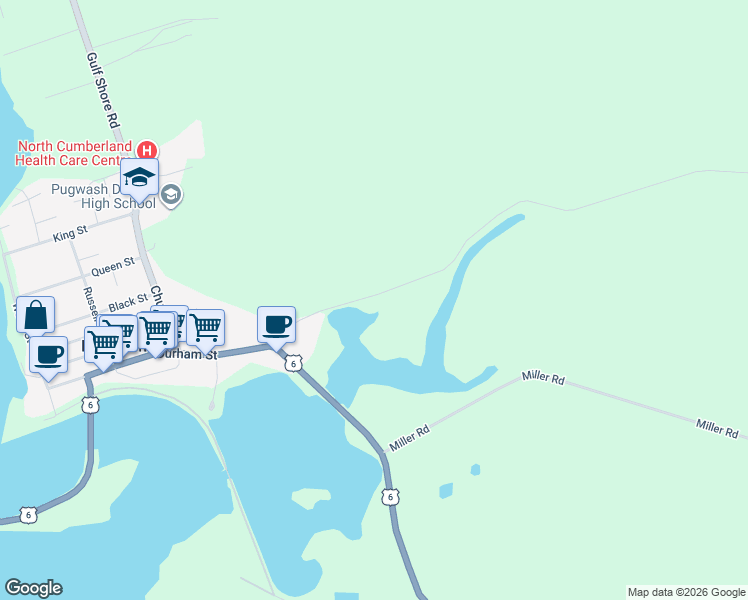 map of restaurants, bars, coffee shops, grocery stores, and more near 80 Irishtown Road in Pugwash