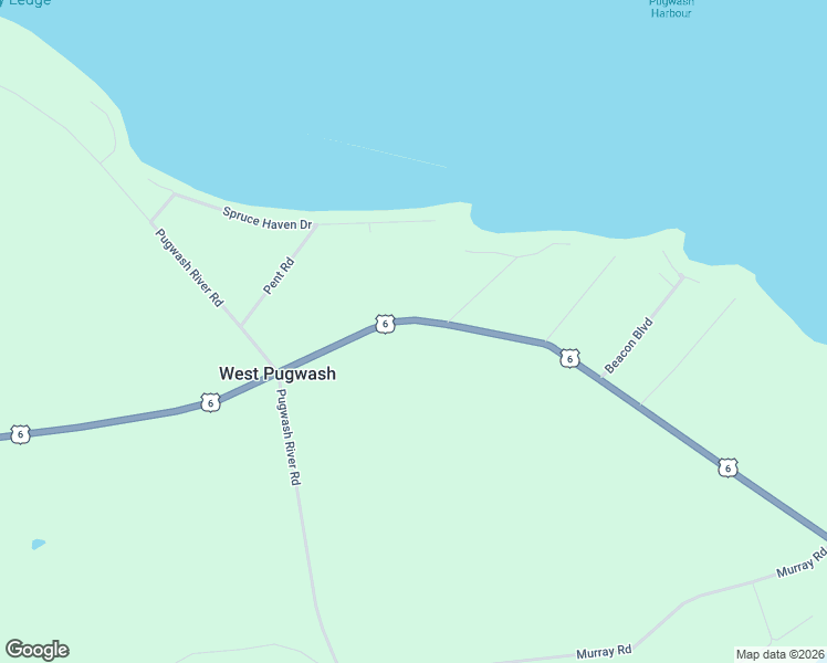 map of restaurants, bars, coffee shops, grocery stores, and more near 9080 Sunrise Trail in Pugwash