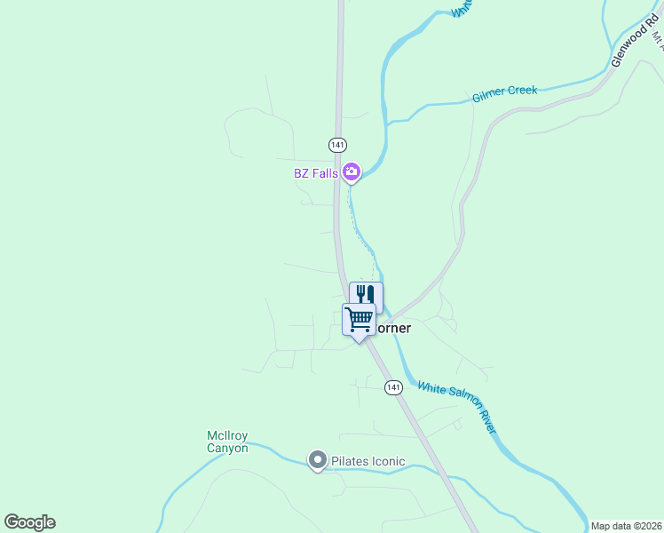 map of restaurants, bars, coffee shops, grocery stores, and more near 1274 Washington 141 in White Salmon