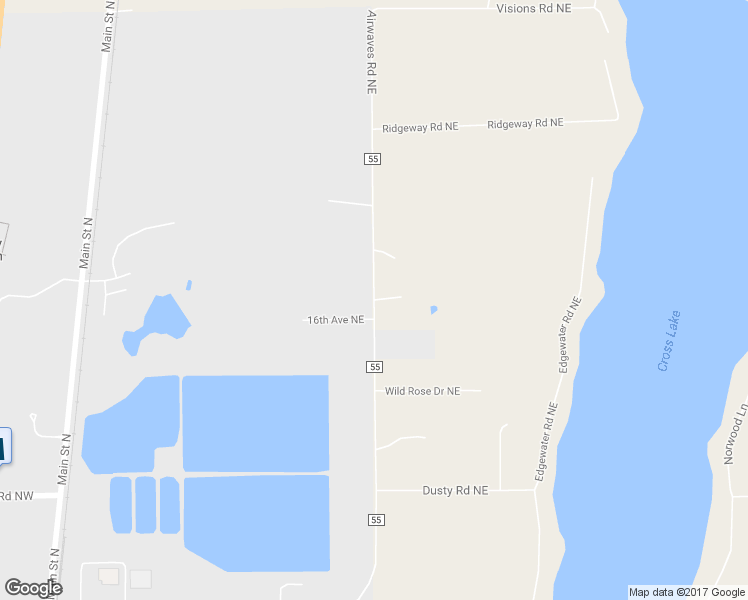 map of restaurants, bars, coffee shops, grocery stores, and more near Airwaves Road Northeast in Pine City