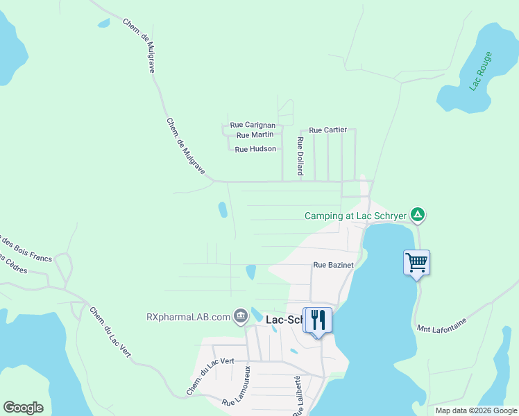 map of restaurants, bars, coffee shops, grocery stores, and more near 2-24 Rue André in Papineau Regional County Municipality