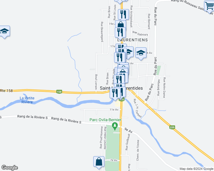 map of restaurants, bars, coffee shops, grocery stores, and more near 479 Rue Brien in Saint-Lin - Laurentides