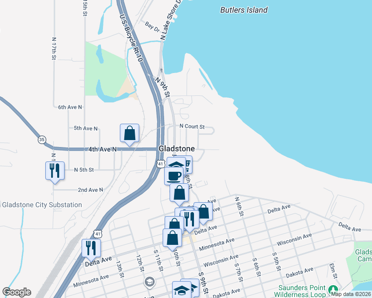 map of restaurants, bars, coffee shops, grocery stores, and more near 600 North 8th Street in Gladstone
