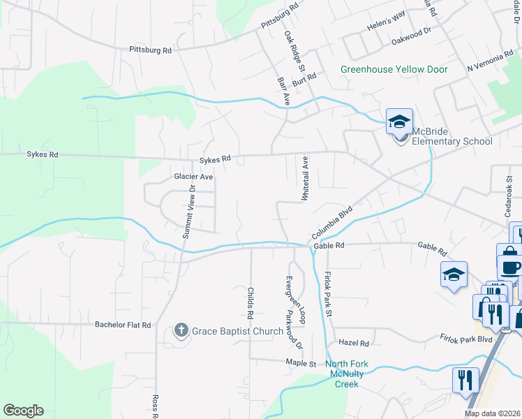 map of restaurants, bars, coffee shops, grocery stores, and more near 59117 Whitetail Avenue in St. Helens