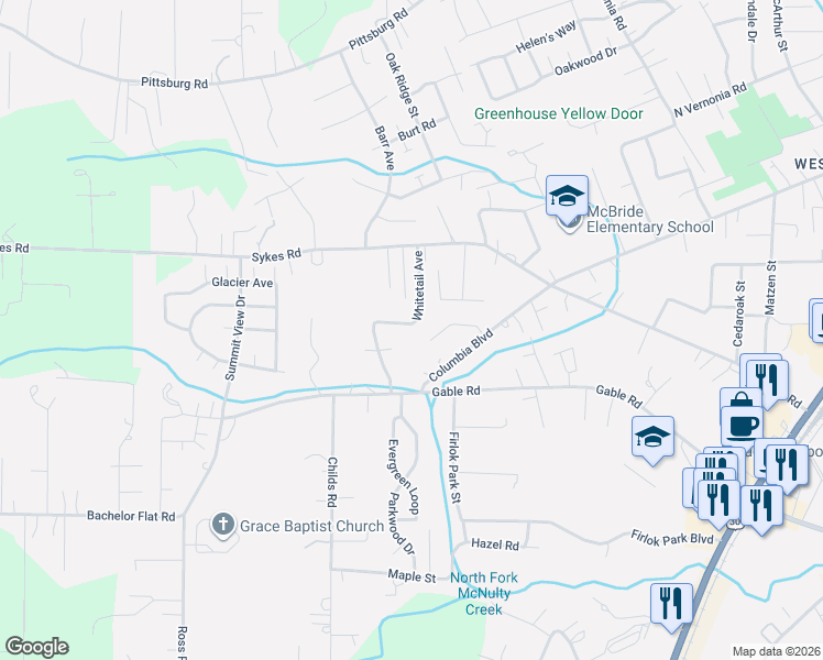 map of restaurants, bars, coffee shops, grocery stores, and more near 35056 Whitetail Avenue in St. Helens
