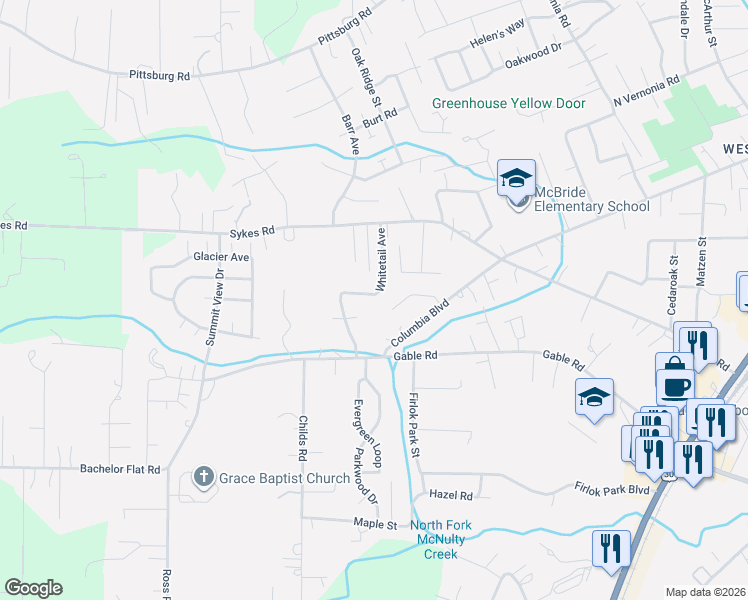 map of restaurants, bars, coffee shops, grocery stores, and more near 35056 Whitetail Avenue in St. Helens
