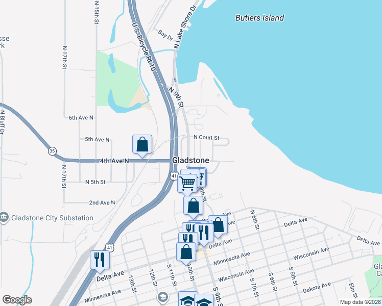 map of restaurants, bars, coffee shops, grocery stores, and more near 600-640 North 8th Street in Gladstone