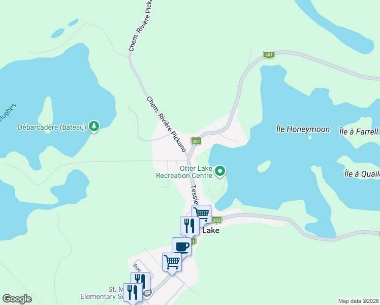 map of restaurants, bars, coffee shops, grocery stores, and more near 413 Rue Prince-Arthur in Otter Lake