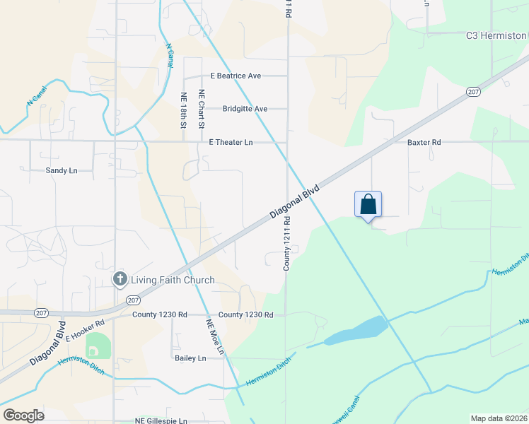 map of restaurants, bars, coffee shops, grocery stores, and more near 2115 Diagonal Boulevard in Hermiston