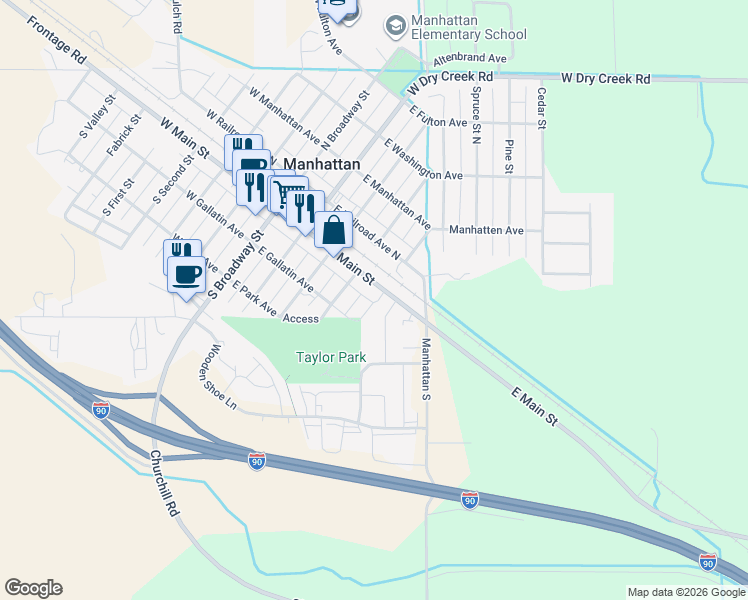 map of restaurants, bars, coffee shops, grocery stores, and more near 101-199 8th St S in Manhattan