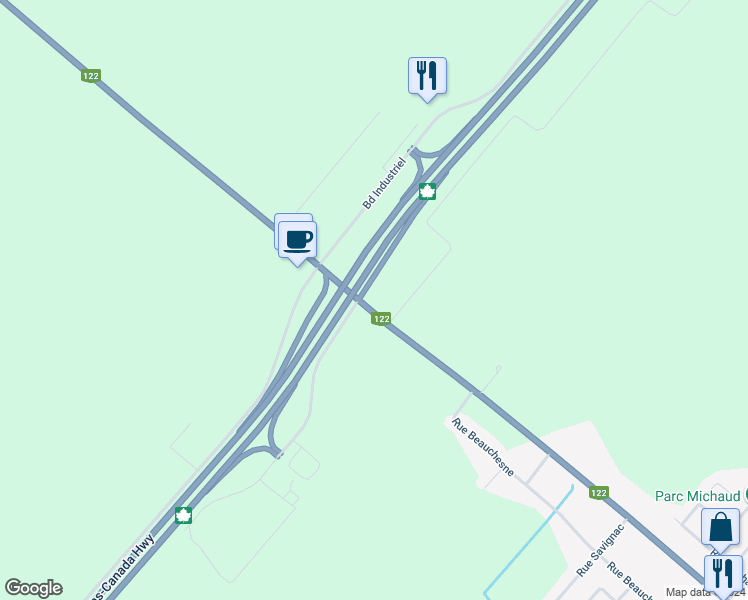map of restaurants, bars, coffee shops, grocery stores, and more near 348 Chemin Yamaska in Saint-Germain-de-Grantham