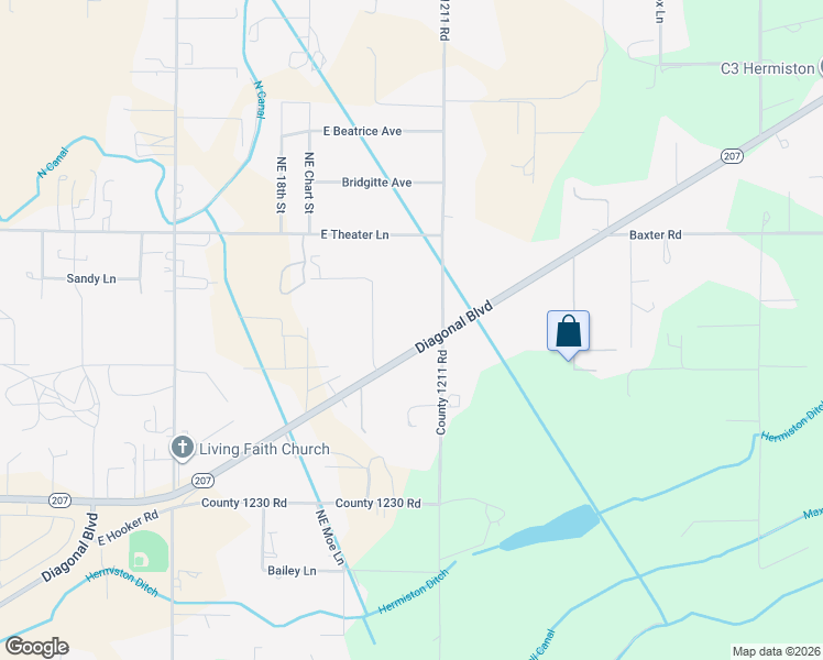 map of restaurants, bars, coffee shops, grocery stores, and more near 2115 Diagonal Boulevard in Hermiston
