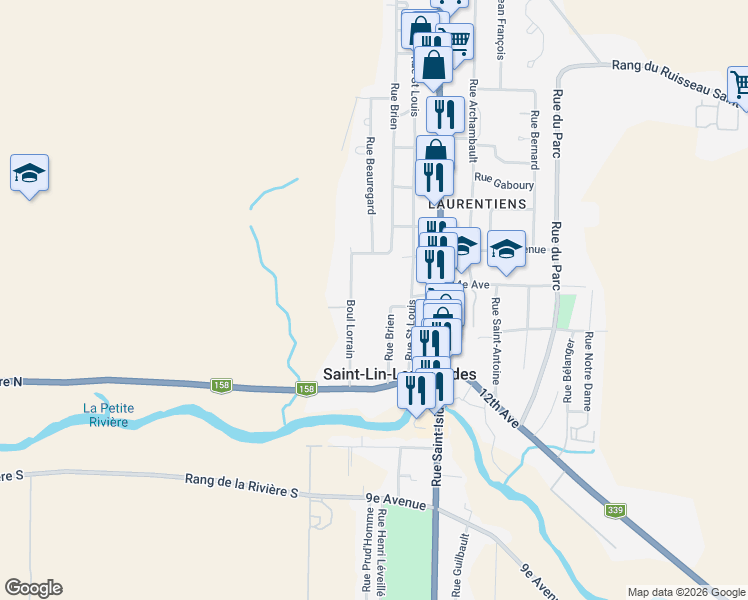 map of restaurants, bars, coffee shops, grocery stores, and more near 655 Rue Goulet in Saint-Lin-Laurentides