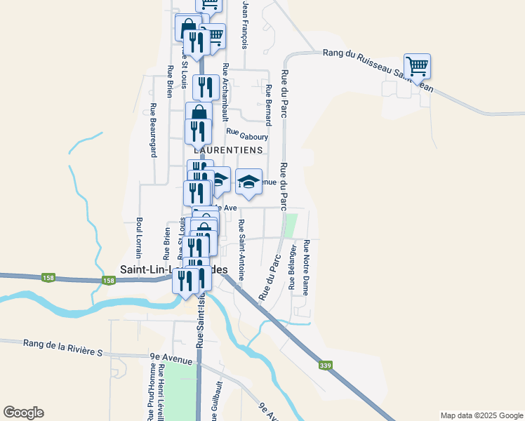 map of restaurants, bars, coffee shops, grocery stores, and more near 272 14e Av in Saint-Lin - Laurentides