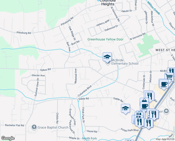 map of restaurants, bars, coffee shops, grocery stores, and more near 59210 Westshire Ln in St Helens