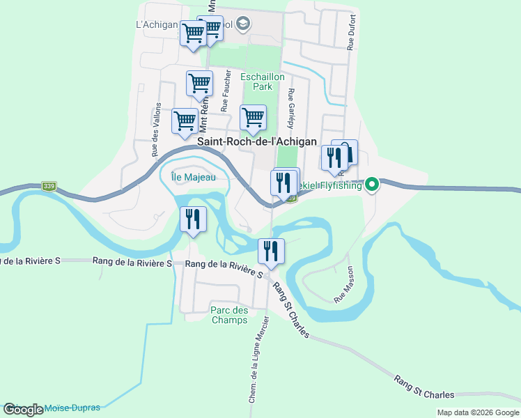 map of restaurants, bars, coffee shops, grocery stores, and more near 1229 Rue Principale in Saint-Roch-de-l'Achigan