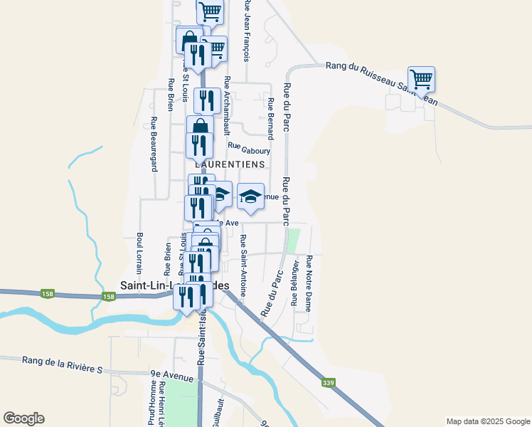 map of restaurants, bars, coffee shops, grocery stores, and more near 272 14e Av in Saint-Lin - Laurentides