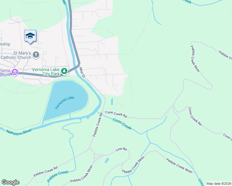 map of restaurants, bars, coffee shops, grocery stores, and more near 1483 Polk Avenue in Vernonia