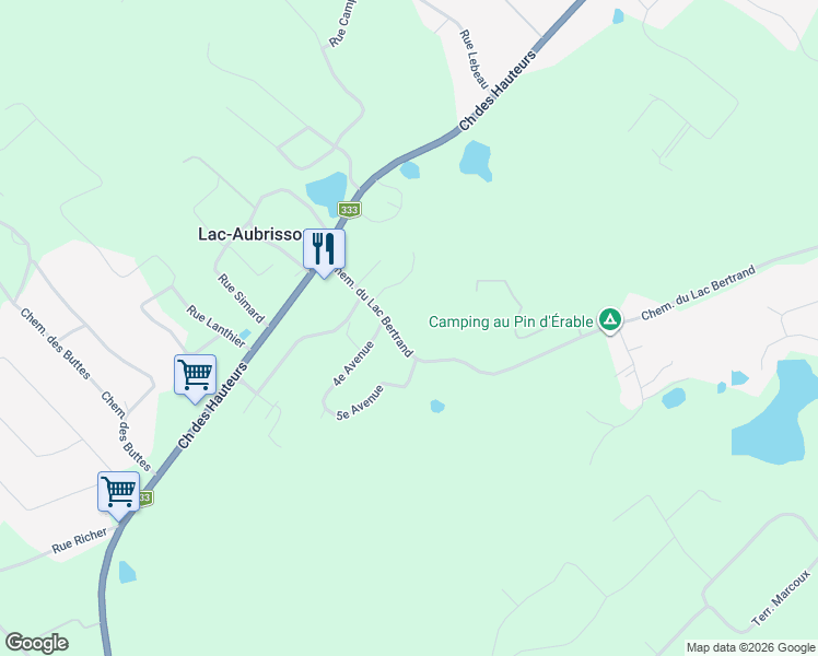 map of restaurants, bars, coffee shops, grocery stores, and more near 7 Chemin du Lac Bertrand in Saint-Hippolyte