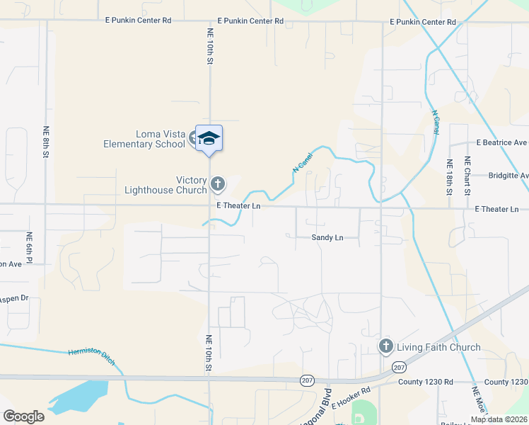 map of restaurants, bars, coffee shops, grocery stores, and more near 1212 East Theater Lane in Hermiston