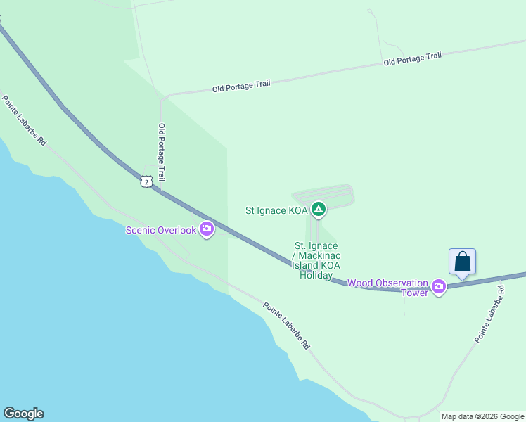 map of restaurants, bars, coffee shops, grocery stores, and more near 1170 U.S. 2 in St. Ignace