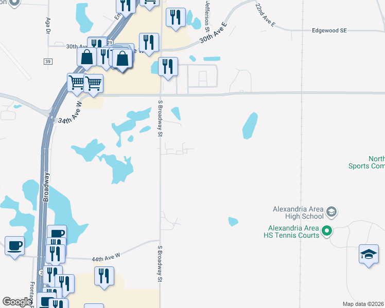 map of restaurants, bars, coffee shops, grocery stores, and more near 3709 South Broadway Street in Alexandria