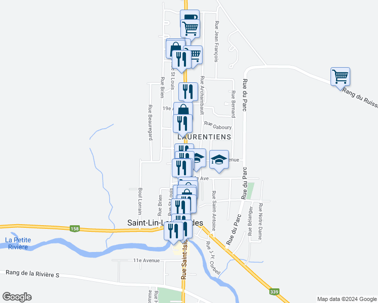 map of restaurants, bars, coffee shops, grocery stores, and more near 881 Rue Saint-Isidore in Saint-Lin - Laurentides