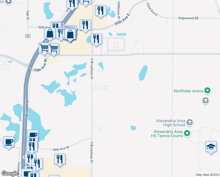 map of restaurants, bars, coffee shops, grocery stores, and more near 3709 South Broadway Street in Alexandria