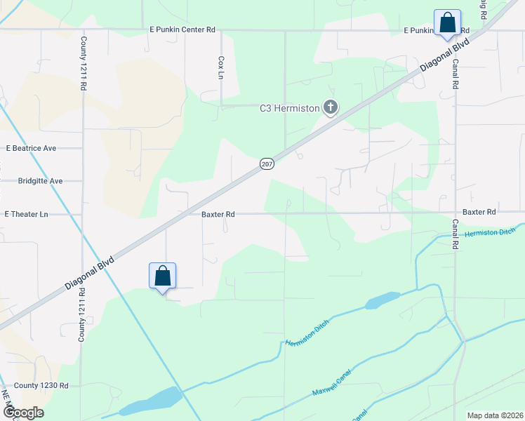 map of restaurants, bars, coffee shops, grocery stores, and more near 32255 Baxter Road in Hermiston