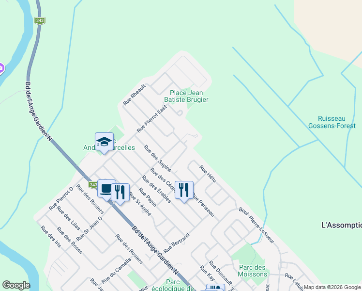 map of restaurants, bars, coffee shops, grocery stores, and more near 162 Rue Saint Jean Est in L'Assomption