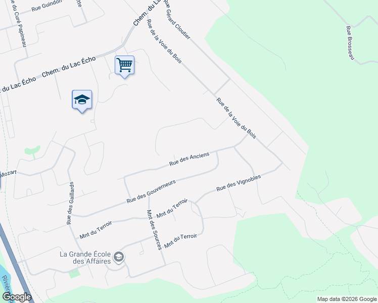 map of restaurants, bars, coffee shops, grocery stores, and more near 1108 Rue des Anciens in Prévost