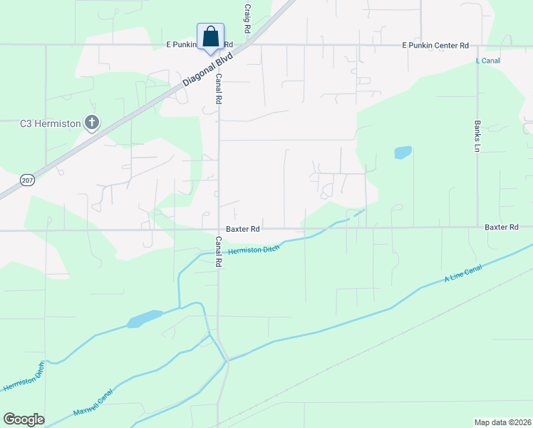 map of restaurants, bars, coffee shops, grocery stores, and more near 32611 Baxter Road in Hermiston