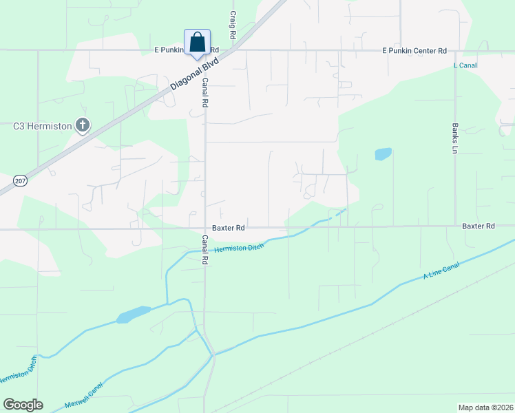 map of restaurants, bars, coffee shops, grocery stores, and more near 32611 Baxter Road in Hermiston