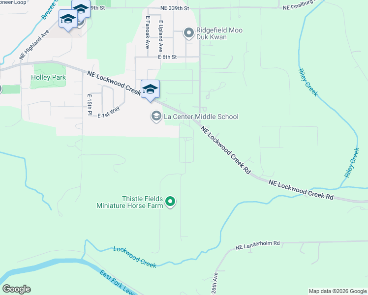 map of restaurants, bars, coffee shops, grocery stores, and more near 169 East Airedale Avenue in La Center