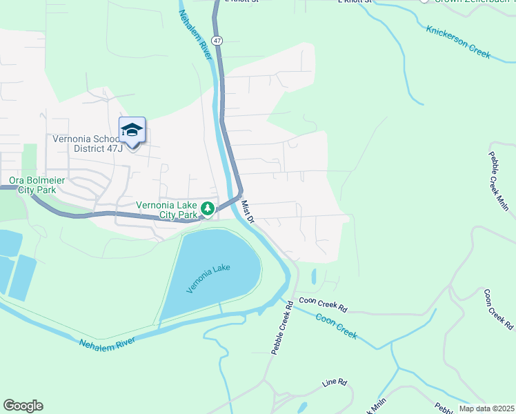 map of restaurants, bars, coffee shops, grocery stores, and more near 666 Mist Drive in Vernonia