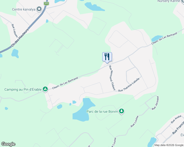 map of restaurants, bars, coffee shops, grocery stores, and more near 253 Chemin du Lac Bertrand in Sainte-Sophie