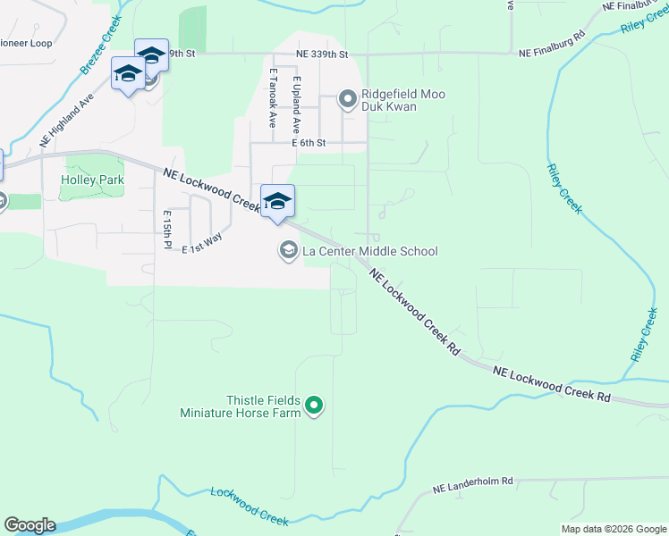 map of restaurants, bars, coffee shops, grocery stores, and more near 135 East Airedale Avenue in La Center