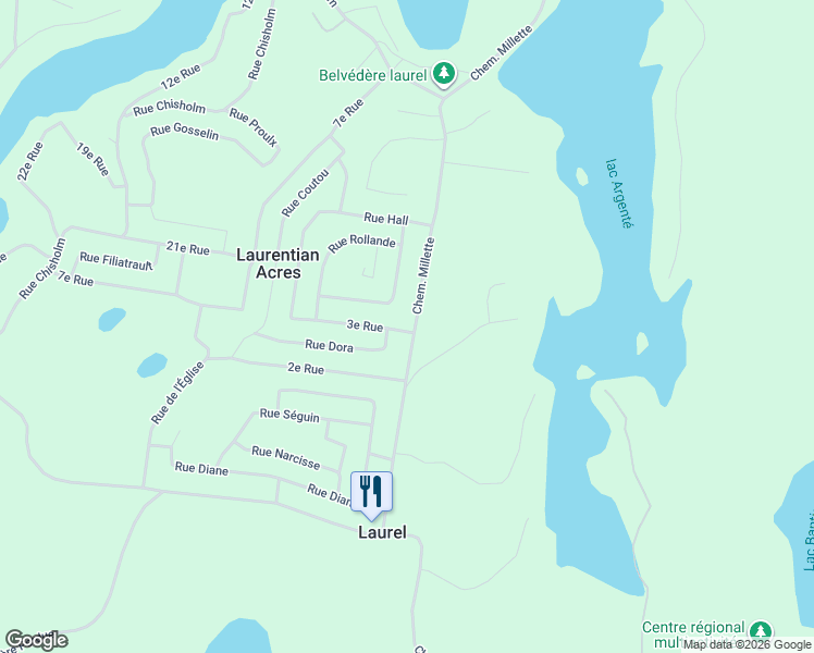 map of restaurants, bars, coffee shops, grocery stores, and more near 2970 3e Rue in Wentworth-Nord