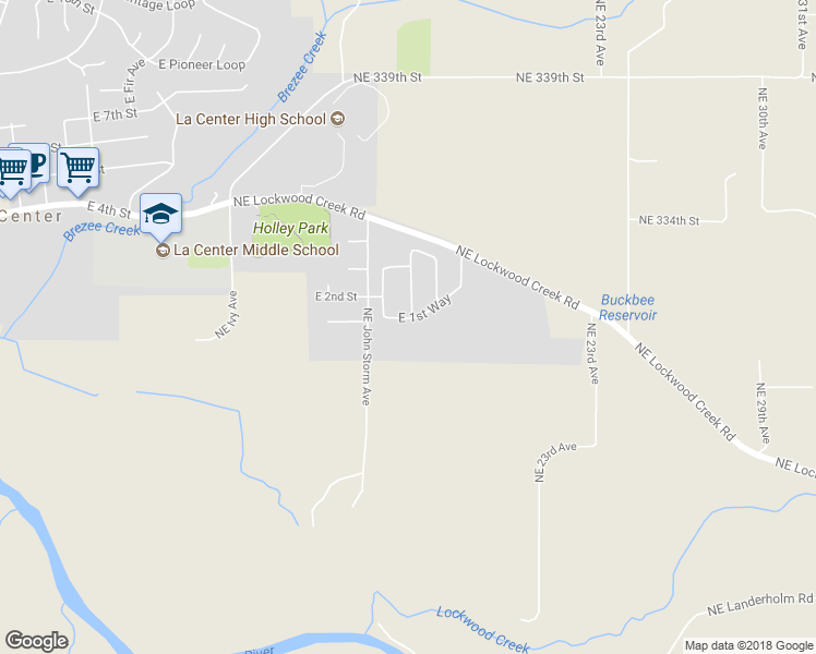 map of restaurants, bars, coffee shops, grocery stores, and more near 1514 East 1st Way in La Center