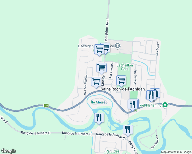 map of restaurants, bars, coffee shops, grocery stores, and more near 37 Rue Hamelin in Saint-Roch-de-l'Achigan