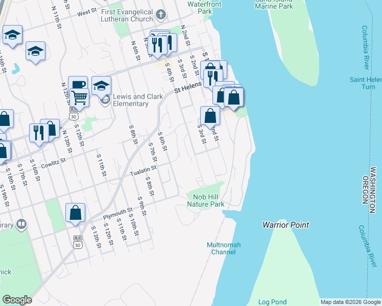 map of restaurants, bars, coffee shops, grocery stores, and more near 396 Park Way in St Helens