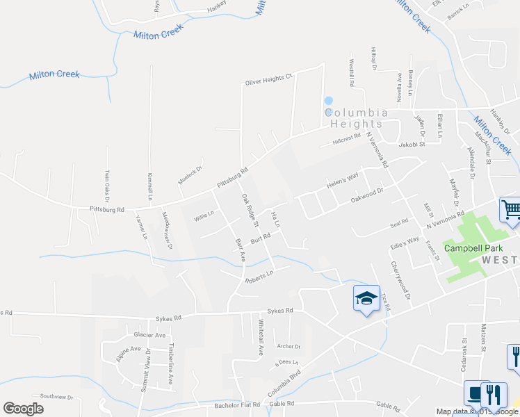 map of restaurants, bars, coffee shops, grocery stores, and more near 35116 Helens Way in St. Helens